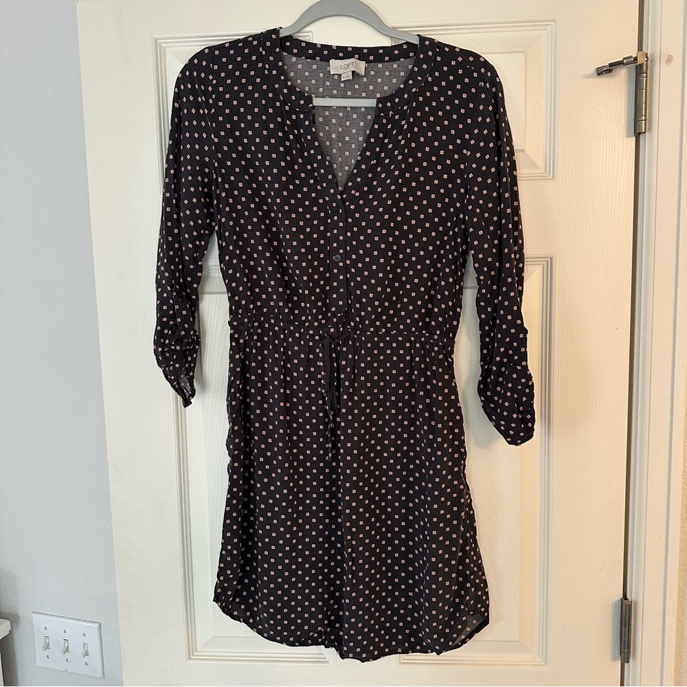 LOFT Black and White Polka Dot Dress
